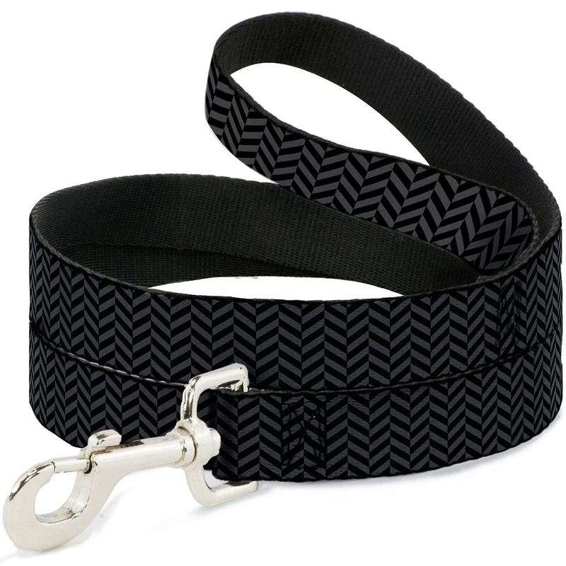 Herringbone Black Gray Dog Leash 6 Foot
