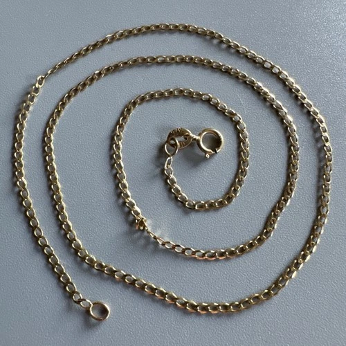 ITALY 9ct Yellow Gold 375 Fine Curb Chain Necklace 16" 1.6mm Fully Hallmarked