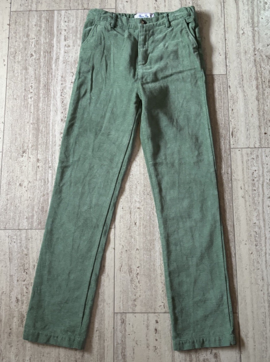 Classic Prep Corduroy Pants Size 12 Green 100% Cotton Adjustable Waist Preppy