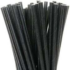 250 Pcs Black Paper Drinking Straws Biodegradable Eco 20 cm