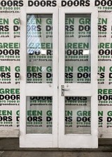 WOODEN FRENCH DOORS HALF PANEL WOOD WHITE EXTERIOR EXTERNAL USED DOUBLE GLAZED