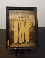 WWII Small US Navy Framed Photo-3 Sailors on Leave