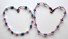 2 Piece Necklace Set, Beaded Necklaces, Glass Beads, Pearl Glass/Turquoise Beads