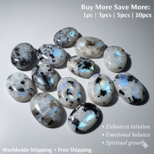 Rainbow Moonstone Palmstone  Flashy Moonstone Palm Stone  Healing Crystal