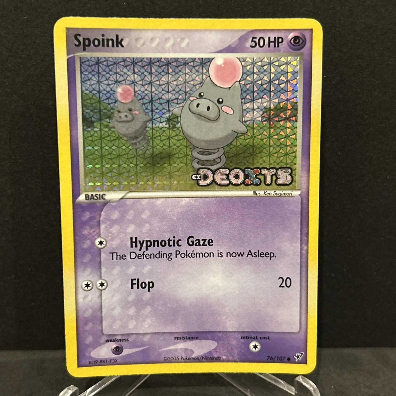 Pokemon EX Deoxys Vintage Stamped Reverse Holo Rare Spoink 76/107 - NM