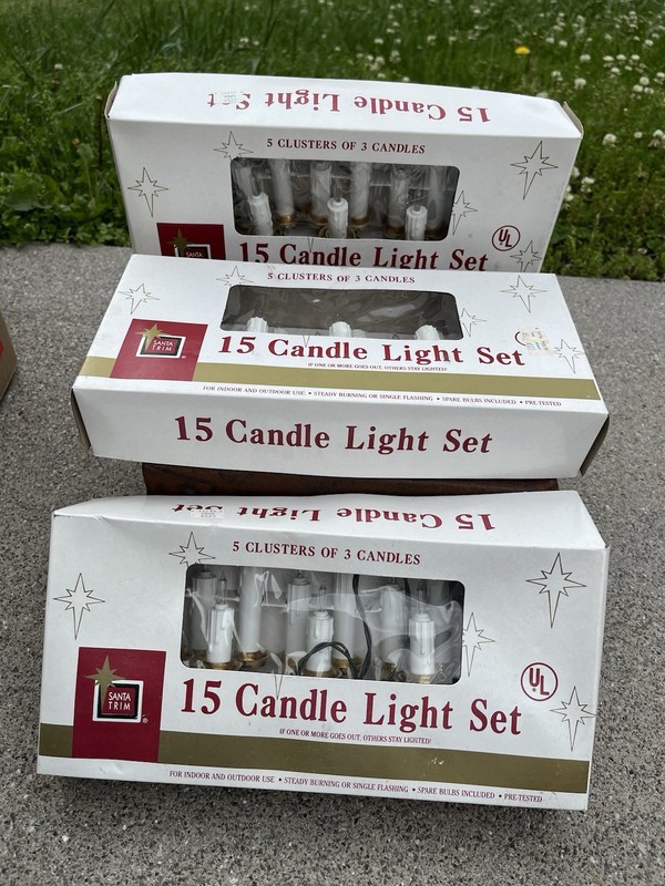 Vintage Santa Trim 15 Candle Light Set Christmas Candle Lights Lot Of 3 Boxes