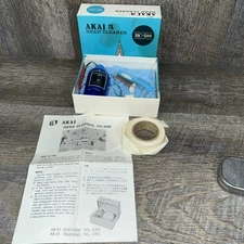Vintage Akai HC-500 Head Cleaner Bottle & Splicer w/ Box ~ Reel or Cassette Tape