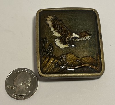 EAGLE LANDING SCENE HIPPIE BELT BUCKLE! VINTAGE! RARE! IMC! 1977! USA! PATRIOT