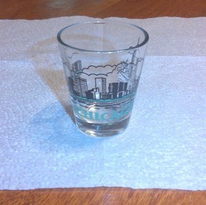 Shot Glass-Chicago ( Windy City Scene)-2.4" tall clear glass