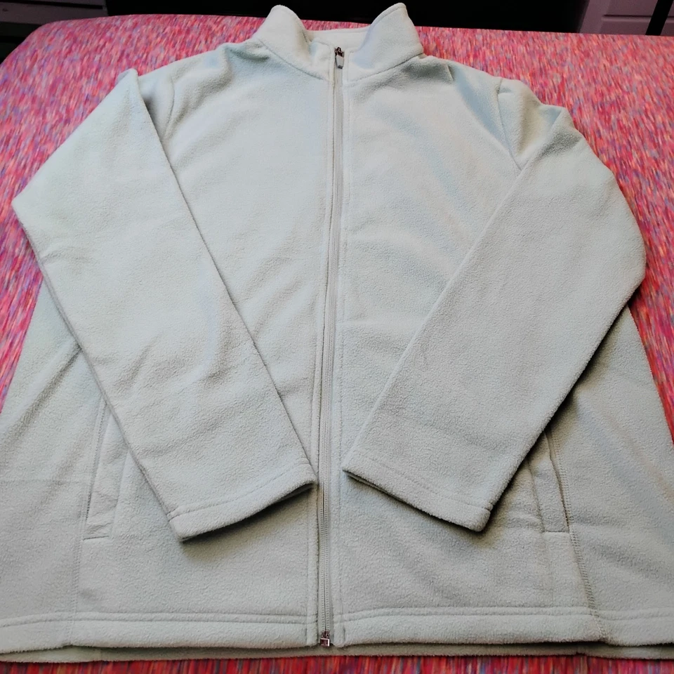 Lands' End Girls Size Lg 14/16 Fleece Jacket Full Zip Up Light Green - Image 2 of 4