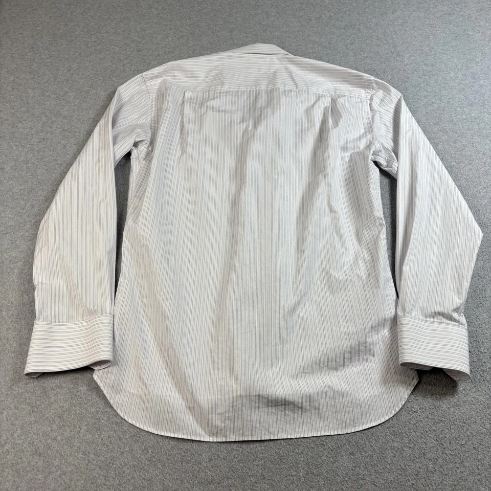 Camisa Canali Para Hombre 16/41 Blanco Azul Vestido a Rayas Manga Larga Hecha en Italia LEER Foto 2 de 4