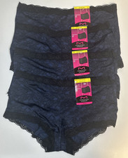 Maidenform One Fab Fit Microfiber Boyshort Lace Navy Black Print-M/6 4 Pack New