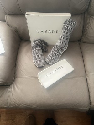 Casadei Satin Stretch Jugo Sock  Sneakers Black & White Women s EU 35- NIB RARE