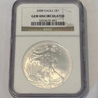 2008 American Silver Eagle $1 NGC Gem Uncirculated .999 Fine Silver