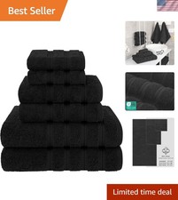 6 Piece Black Towel Set: OEKO-TEX Certified 100 Cotton 600 GSM Softness
