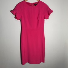 J. Crew Pink Stretch Wool Ruffle Sleeve Sheath Dress Workwear Size 2