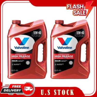 2 Pack Valvoline High Mileage MaxLife 10W-40 Synthetic Blend Motor Oil 5 QT