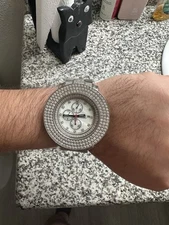 Freeze 3 Row Diamond Bezel W/ Half Diamond Band Watch Over 15.00 Carats Diamonds