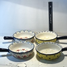 Ceramic Painted Soup Bowls with Handle LOT OF...