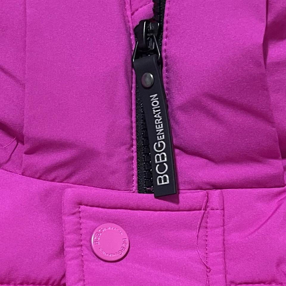 BCBGeneration Vest Womens Small Deep Pink BCBG Puffer Hooded Eco Friendly - Image 3 of 4
