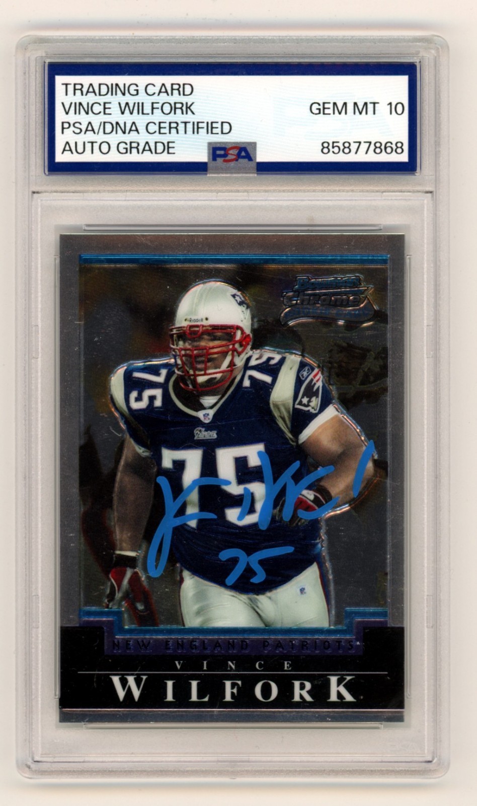 Vince Wilfork 2004 Bowman Chrome #133 Signed Rookie RC PSA 10 Auto