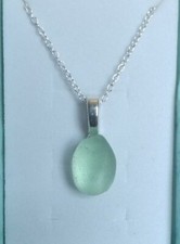 Seafoam Genuine Sea Glass pendant S.P. chain