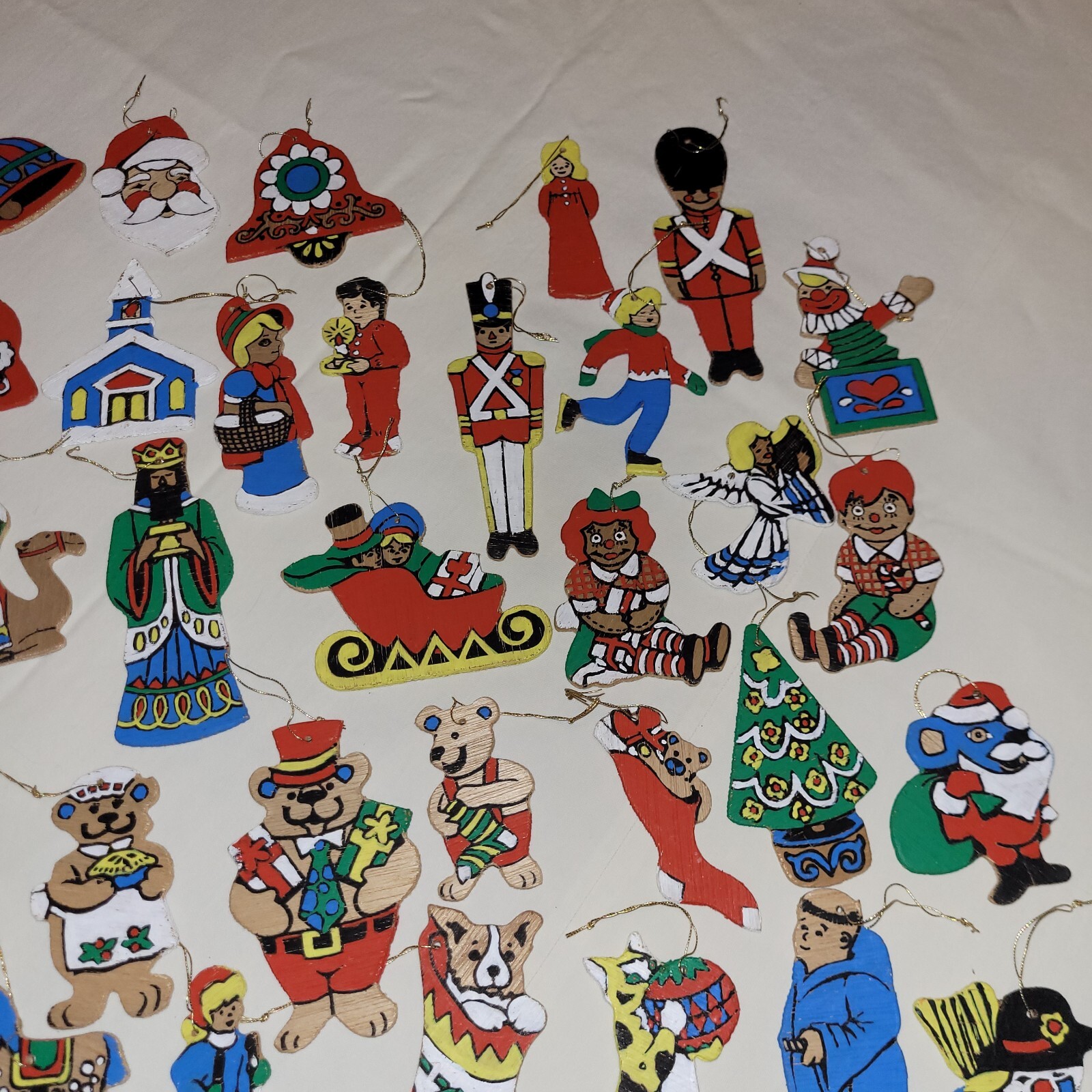 41 Vintage Paint by Number Christmas Ornaments Hand Painted Double