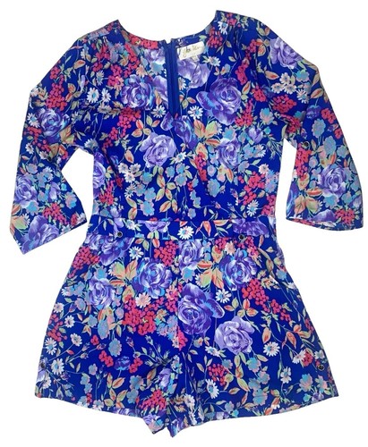 yumi NEW! Yumi Kim Silk Romper Floral Blue Pink Shorts Jumpsuit Casual