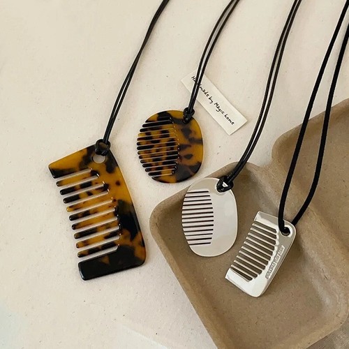 Resin Comb Pendant Necklace Mood Tracker Strong Rope Women Jewelry Party Gift