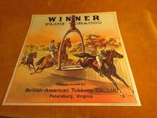 Vintage Winner Plug Tobacco Paper Label, British-American Tobacco Co, Petersburg