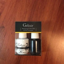 Gelixir Soak Off Gel Polish Black Night 089 LED/UV .5oz matching DUO NEW