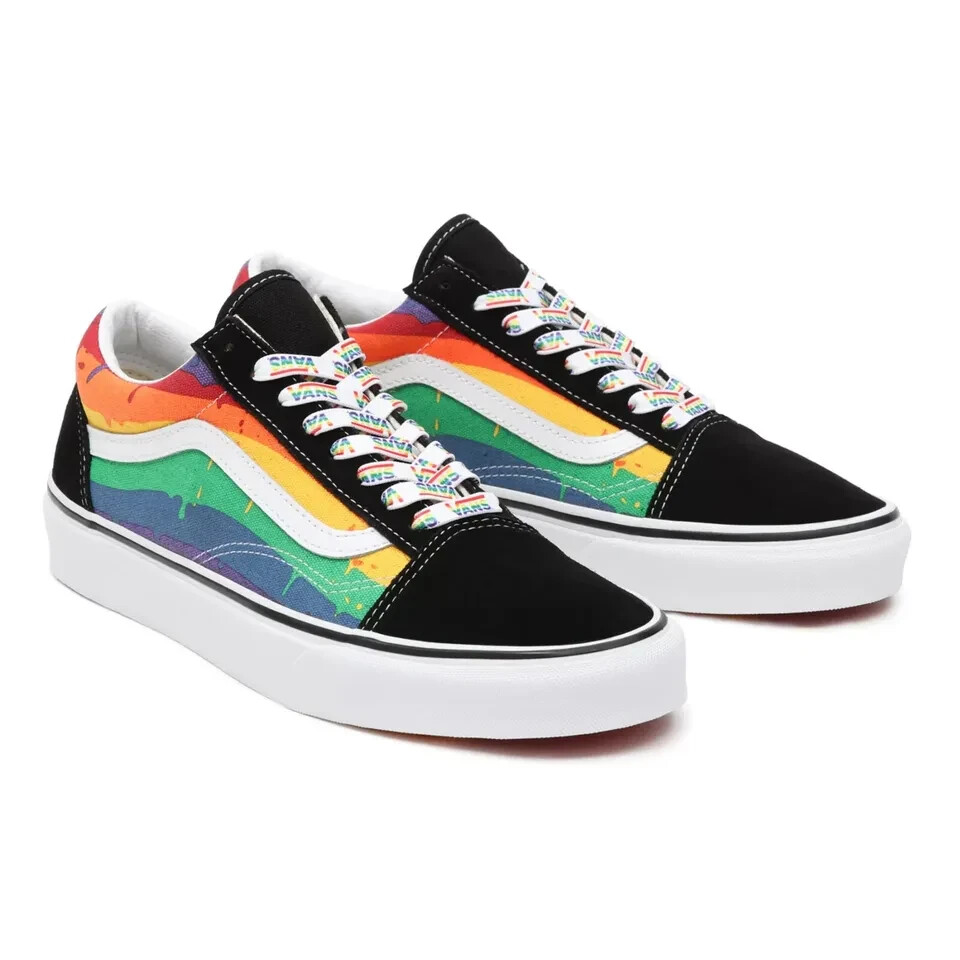 Vans OLD SKOOL RAINBOW DRIP ICONIC SHOES,BLACK,size uk 4, ORIGINAL