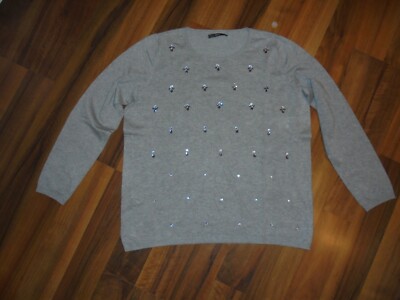 Brax Pullover grau mit Pailletten in Größe 44 Top-Zustand