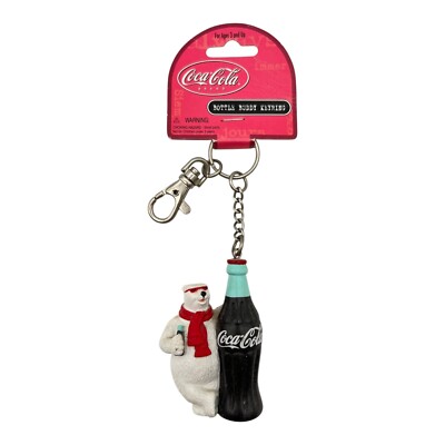 New Coca Cola Polar Bear Bottle Buddy Keyring Vintage Key Chain Monogram Inc