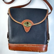 Vintage DOONEY  BOURKE BAG Purse Cavalry Spectator Black Tan Leather AWL P76