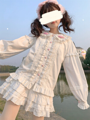 Sweet Lolita Mori Girls Long Sleeve Japanese Undershirts Blouse Casual Tops
