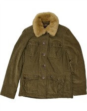 Arizona Womens Corduroy Jacket Uk 12 Medium Khaki Cotton Aw92