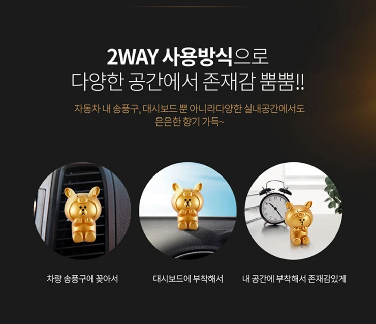 Ambientador con clip de ventilación para automóvil LINE FRIENDS aroma marrón selva edición especial Foto 4 de 4