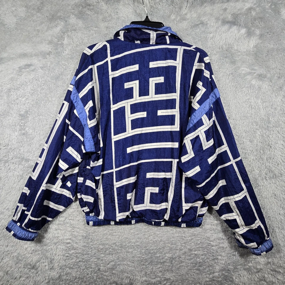 Chaqueta cortavientos Shell Shock vintage para mujer grande cremallera completa diseñador paracaídas Foto 3 de 4