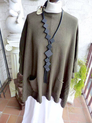 SALE!!! 5453 Y&Y Fashion Pulli Überwurf, 2 Taschen, grün
