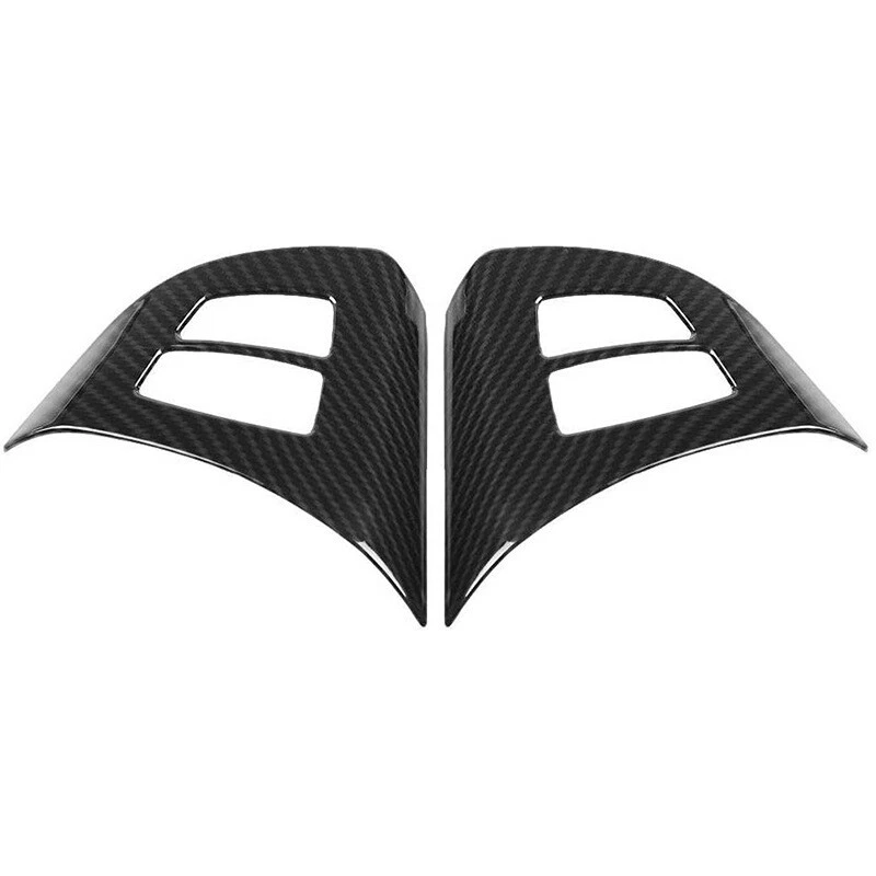 2 peças tampa de quadro de botão de volante aparência de fibra de carbono para BMW X5 X6 2008-2013 - Imagem 2 de 4