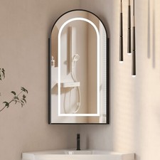 Bathroom Lighted Corner Medicine Cabinet With Mirror Wall Mount Arched Cabinet