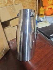 Chrome Finish Rolled-Edge Exhaust Pipe Tip 1.5 - 2.5" Inlet 4" Outlet 9" Long