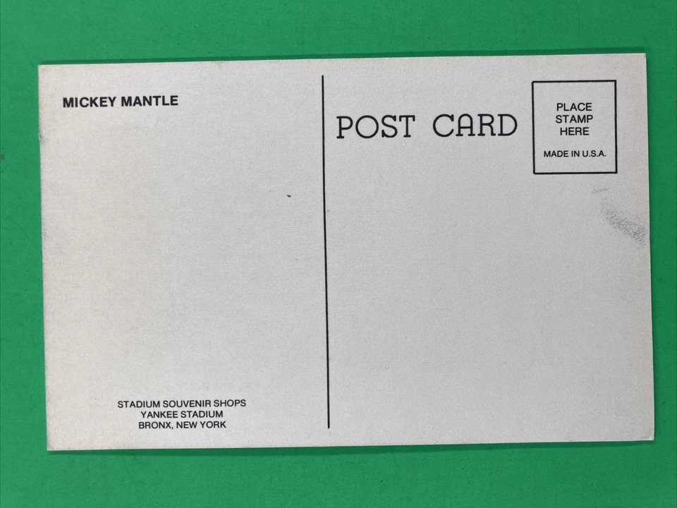 Postal de tiendas de recuerdos del estadio de los Yankees de Nueva York Mickey Mantle de los años 1950-60 Foto 2 de 2