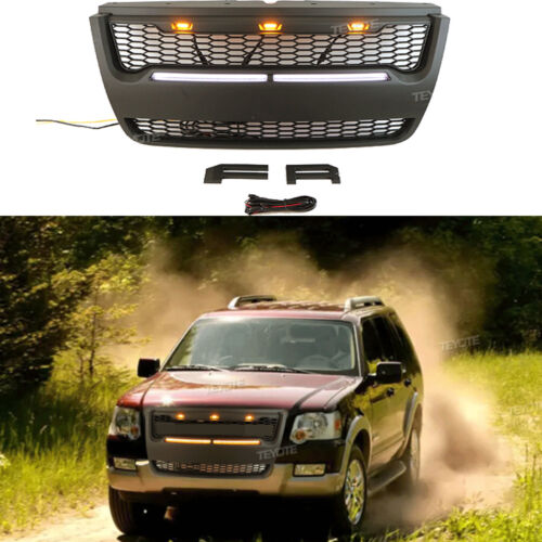 Black Front Grille Radiator Mesh Fits for Ford Explorer 06-10 W/Light New Style - Picture 1 of 9