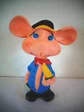 VINTAGE HILLBILLY COUNTRY BOY MOUSE W/CHEESE SQUEAK SQUEAKER RUBBER TOY