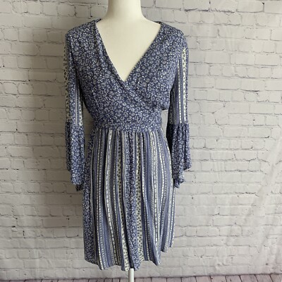 Francesca's Blue Rain Wrap Dress Size Small Boho Bohemian NWT | eBay
