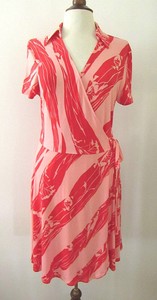 pink and red wrap dress