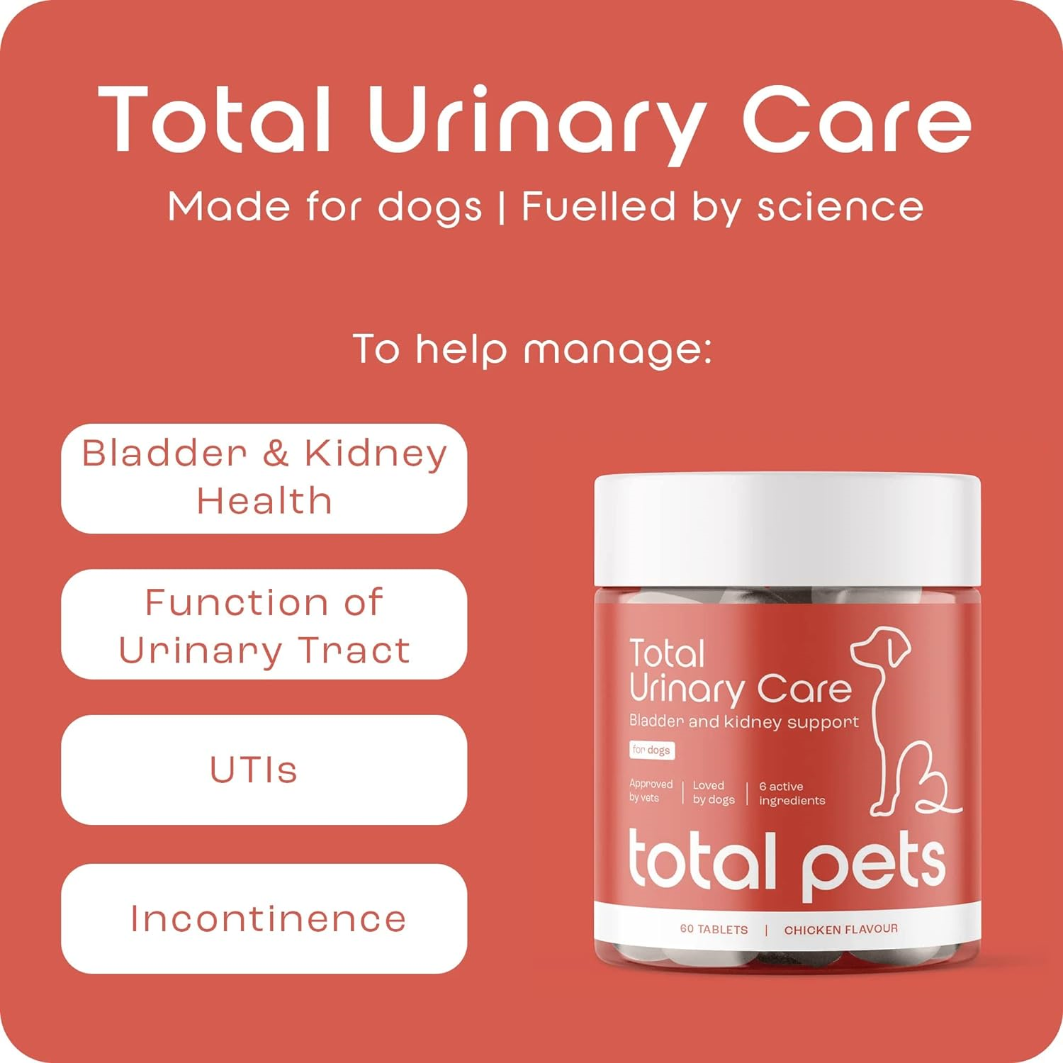 Total Urinary Care Dog UTI, Incontinence & Cystitis Relief Tablets