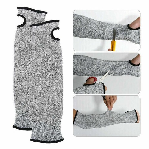 Protective 18" Grey Arm Sleeves Cut Heat Resistant Anti Slash Arm & Wrist Gaurds - Picture 6 of 24